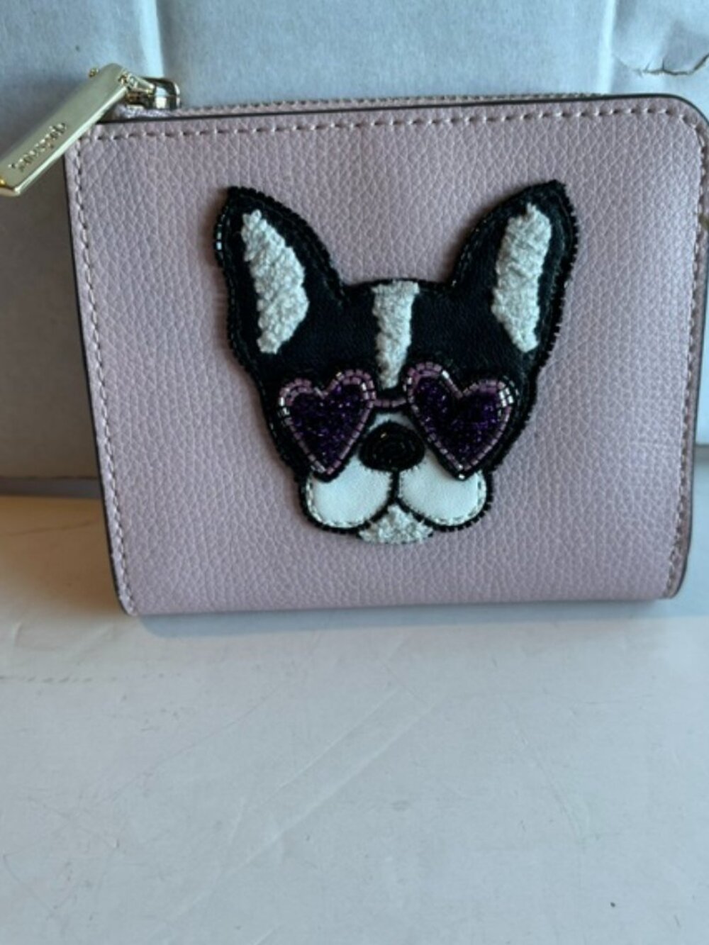 Kate Spade Novelty French Bulldog Continental wallet.